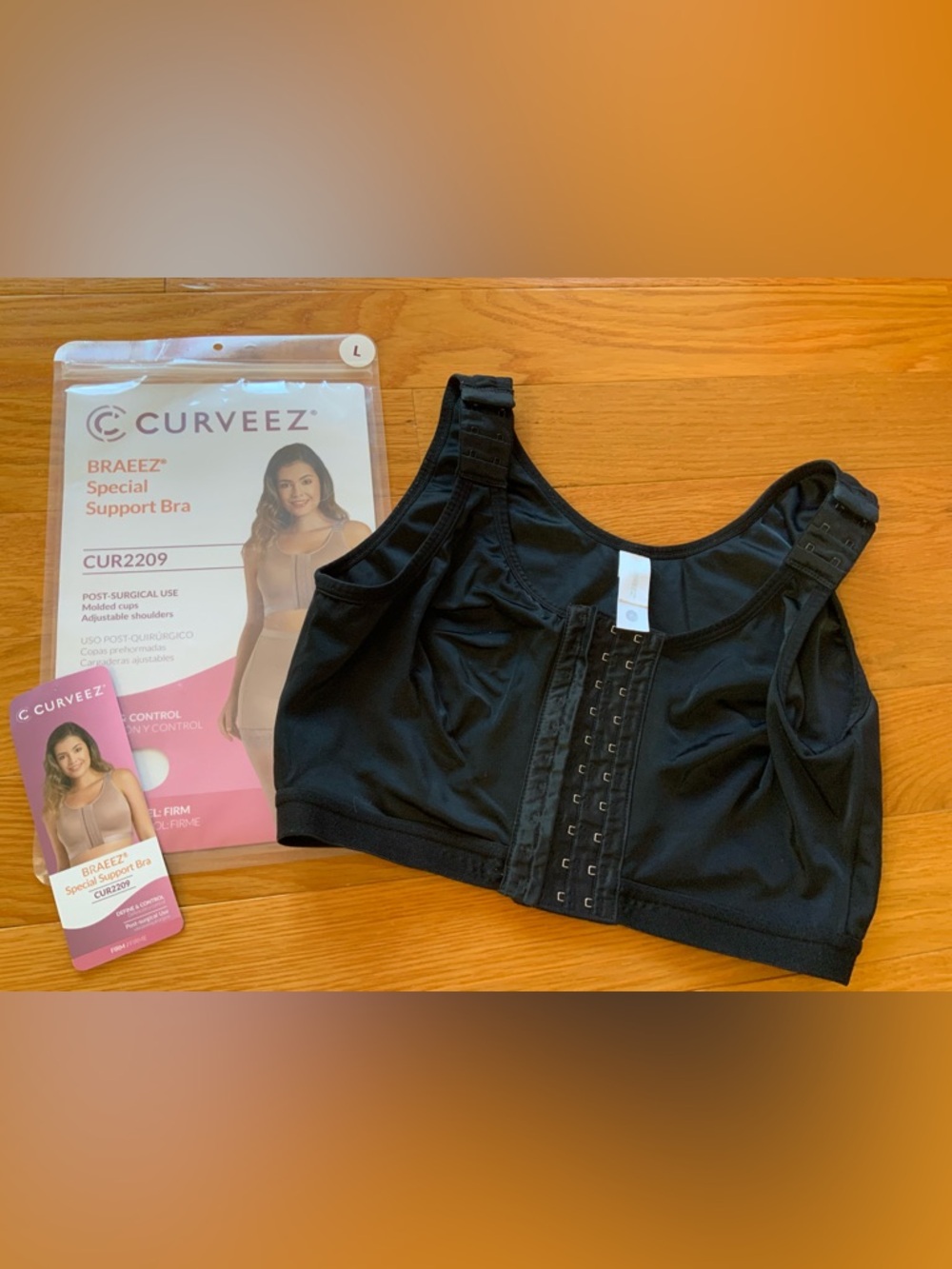 Front-Closure Black Comfort Bra with Adjustable Straps - surgery recovery